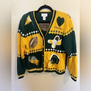 Christopher Banks women’s knit cardigan size medium NFL team Green Bay Packers